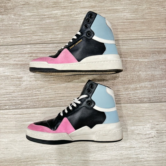 SAINT LAURENT High Top Tennis Shoes Size 7.5 - Picture 5 of 14